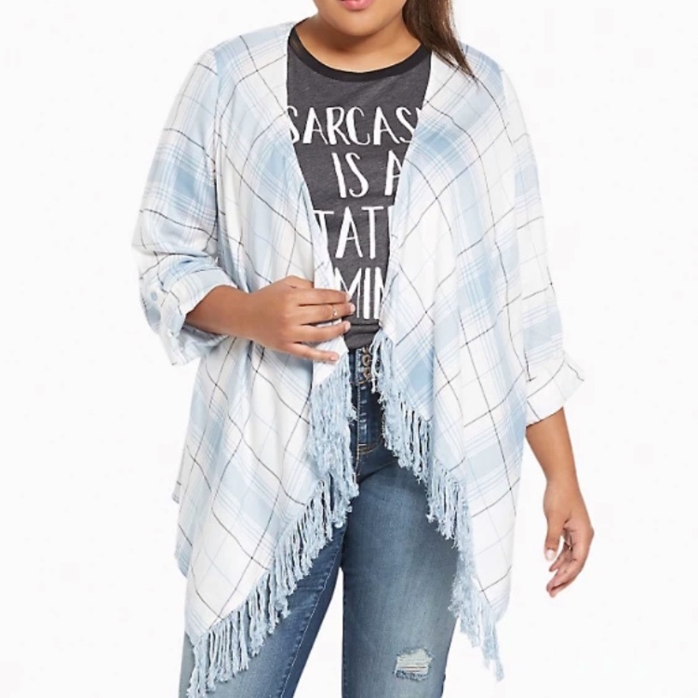 Torrid Boho 90’s style Plaid Challis Shirt Jacket 2